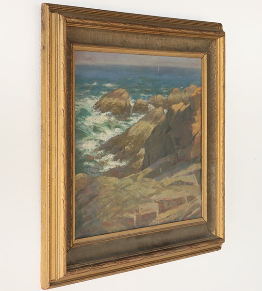 Antique American Seascape Oil Painting - 27W x 23H - Cleared