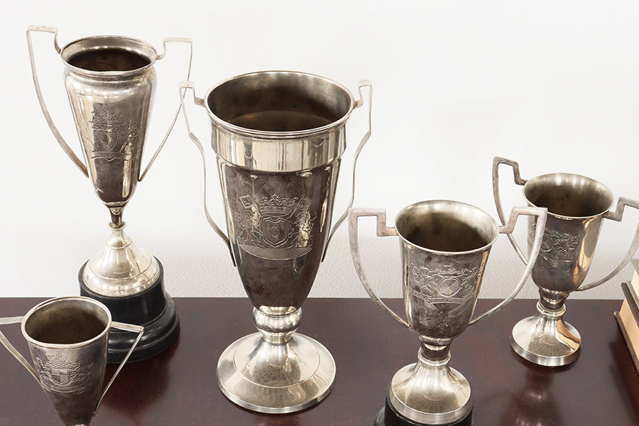 Set of 5 Vintage Engraved Trophies - Cleared Décor