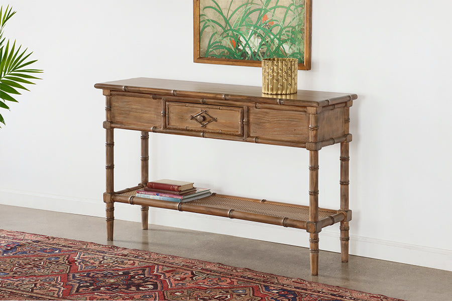 Faux Bamboo Console with One Drawer