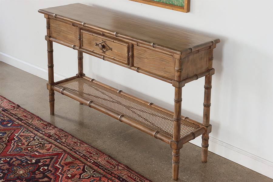 Faux Bamboo Console with One Drawer