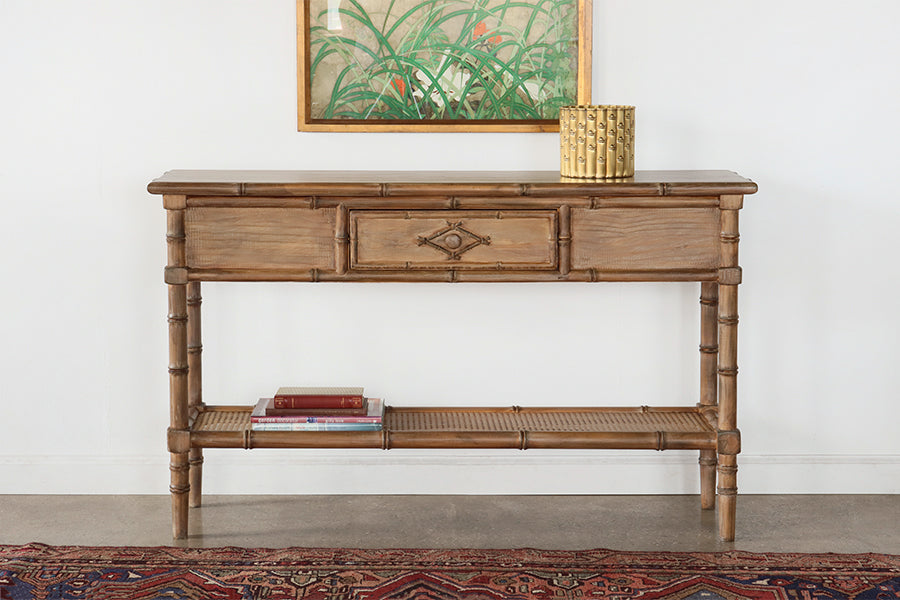 Faux Bamboo Console with One Drawer