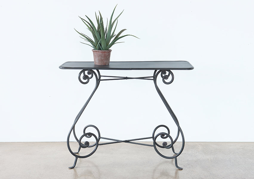Scrolled Iron Console Table