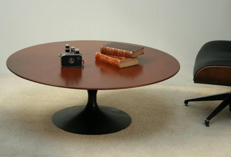 Restored Saarinen Coffee Table Black With Wood Top 7