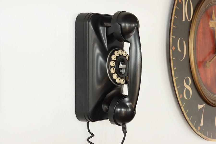Vintage-Inspired Black Wall Phone