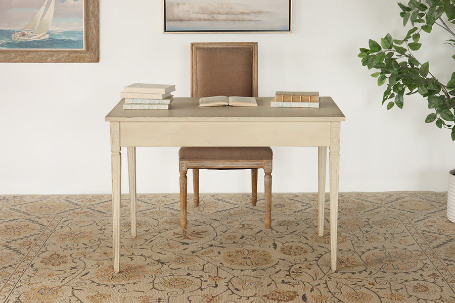 Chelsea Textiles Antique White Gustavian Writing Desk