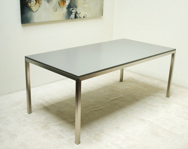 Office Table with Metal Frame and Grey Laminate Top 1