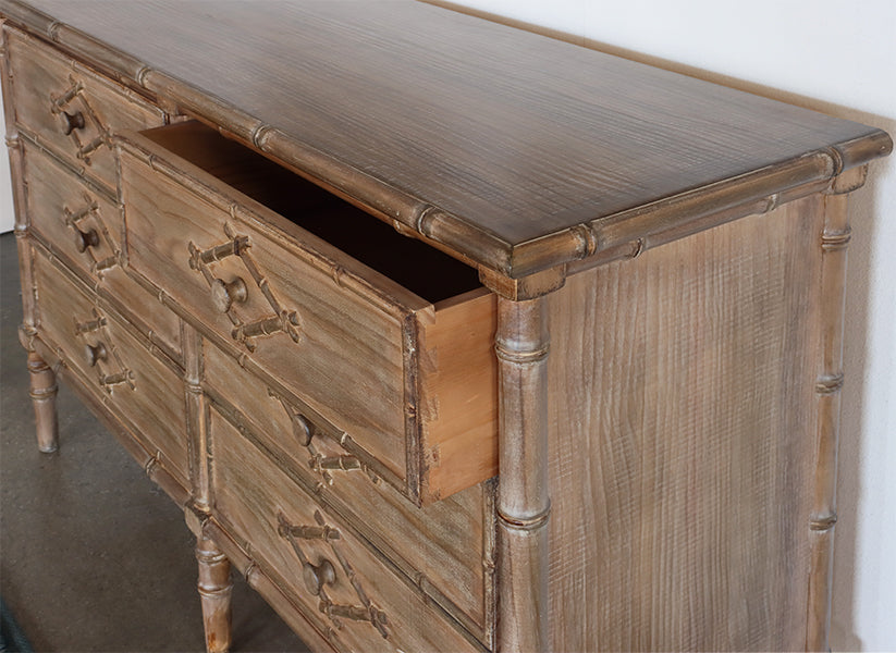 Six Drawer Faux Bamboo Dresser