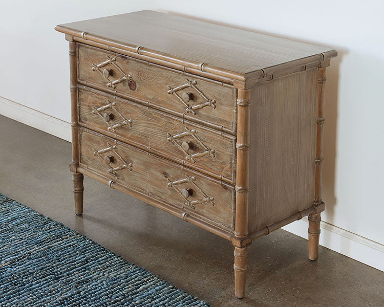 Three Drawer Faux Bamboo Dresser