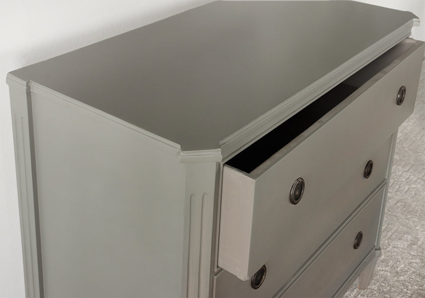 Chelsea Textiles Gustavian Bureau in Ash Gray Lacquer