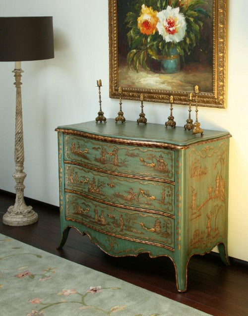 Green Chinoiserie Chest Of 3 Drawers 2