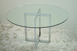 DT12R Chrome Sawhorse Dining Table with Round Glass Top 2 1