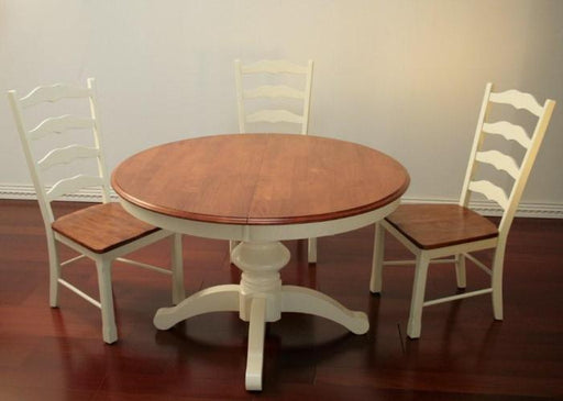 Shore White Pedestal Dining Table with Maple Top 7