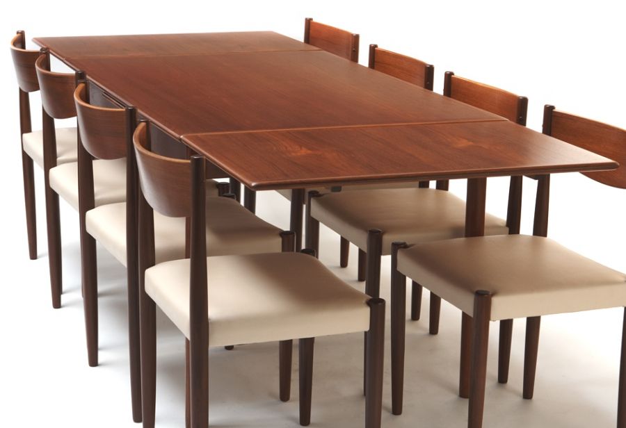 Danish Modern Teak Dining Table Expanded 7