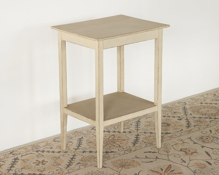 Chelsea Textiles Antique White Gustavian Side Table with Lower Shelf