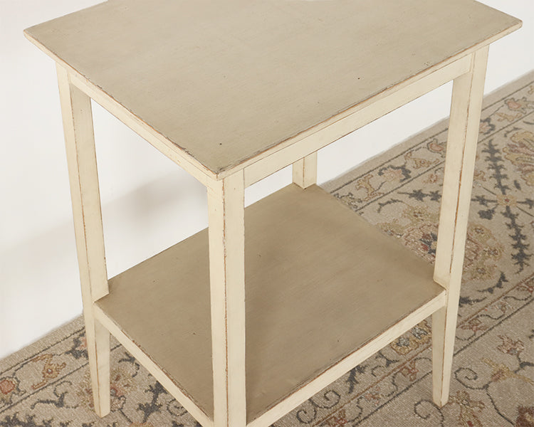 Chelsea Textiles Antique White Gustavian Side Table with Lower Shelf