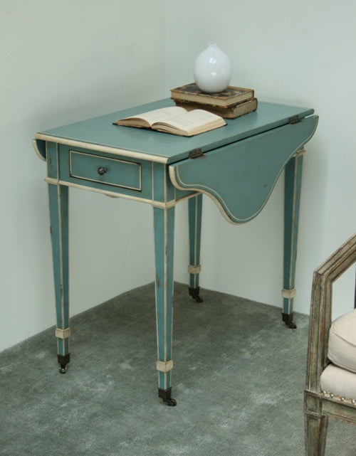 Blue Drop Leaf End Table 1