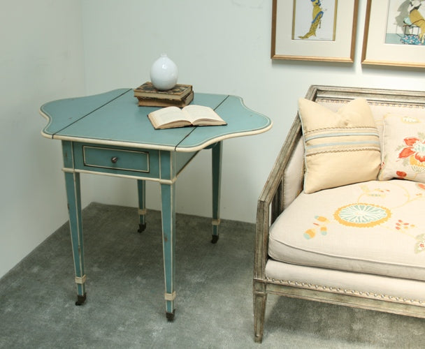 Blue Drop Leaf End Table 2 1