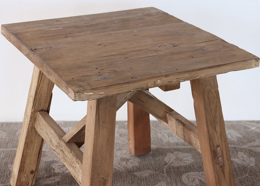 Rustic Reclaimed Elm Square End Table