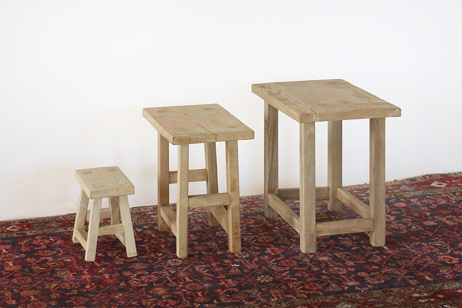 Set of 3 Reclaimed Wood End Tables