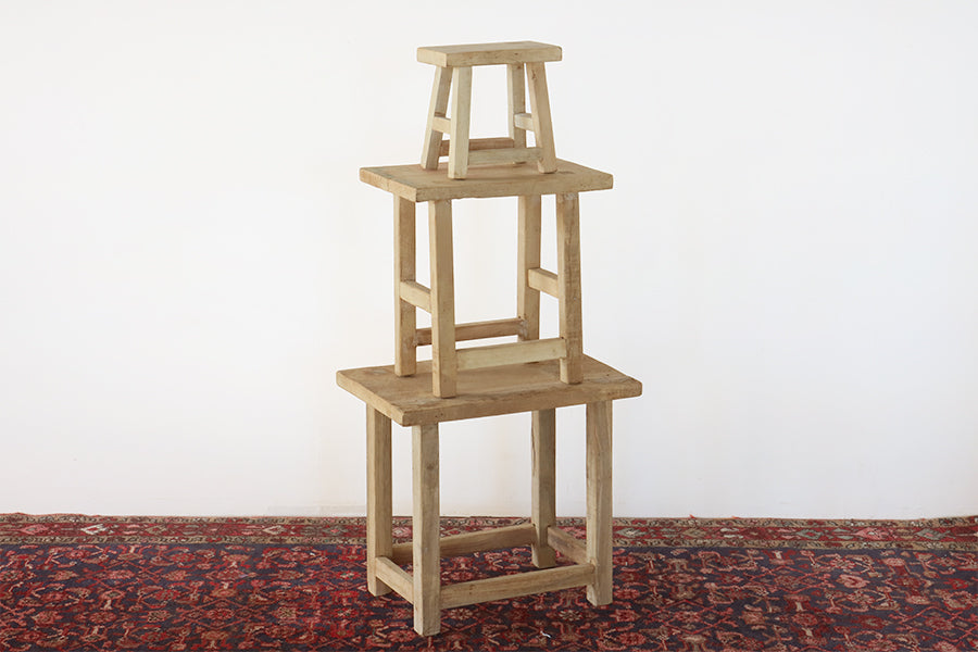 Set of 3 Reclaimed Wood End Tables