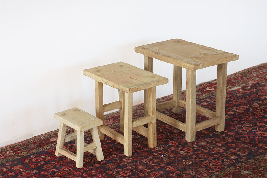 Set of 3 Reclaimed Wood End Tables