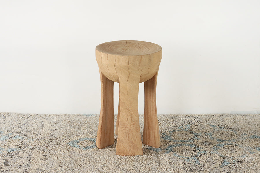 Rustic Teak Sculpted End Table