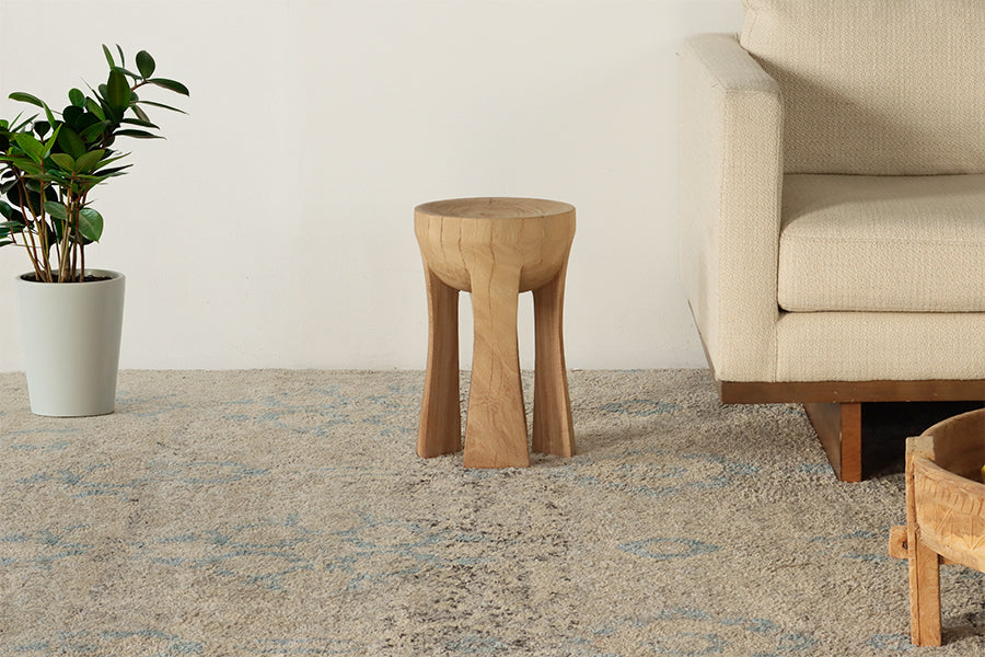 Rustic Teak Sculpted End Table