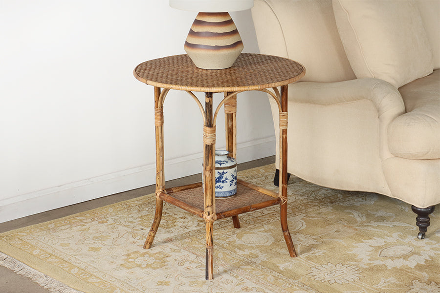 Round Bamboo Side Table
