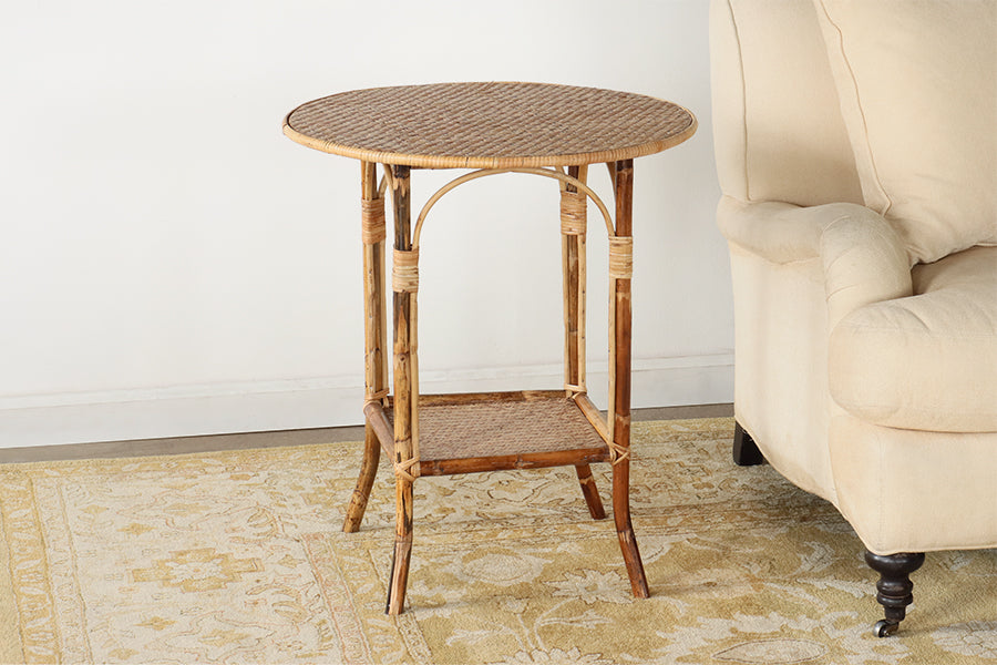 Round Bamboo Side Table