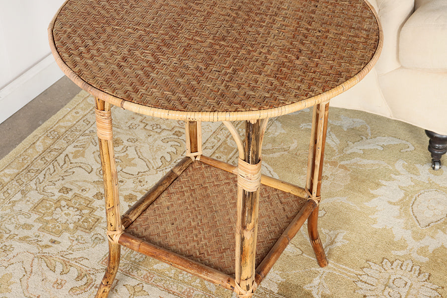 Round Bamboo Side Table