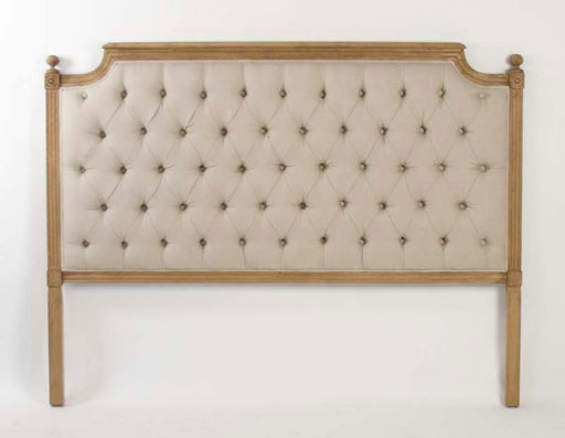Louis Natural Oak Tufted Queen Headboard in Natural Linen 9