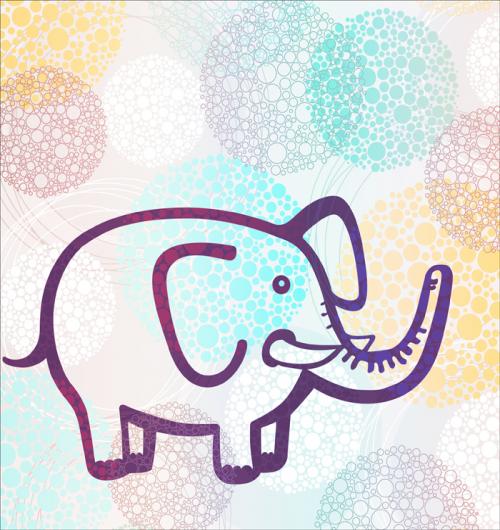Pastel Baby Elephant 23W x 23H 6