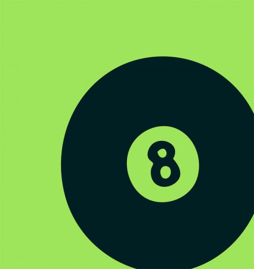 Green Magic Eight Ball 15W x 15H 7