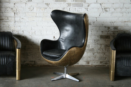 Distressed Brown Leather Jump Seat with Riveted Brass 1