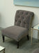 Grey Velvet Tufted Slipper Chair with Nailhead Trim 1