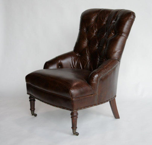 Cigar Leather Tufted Radcliffe Chair 9