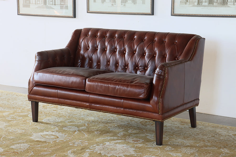 Devonshire Brown Leather Love Seat