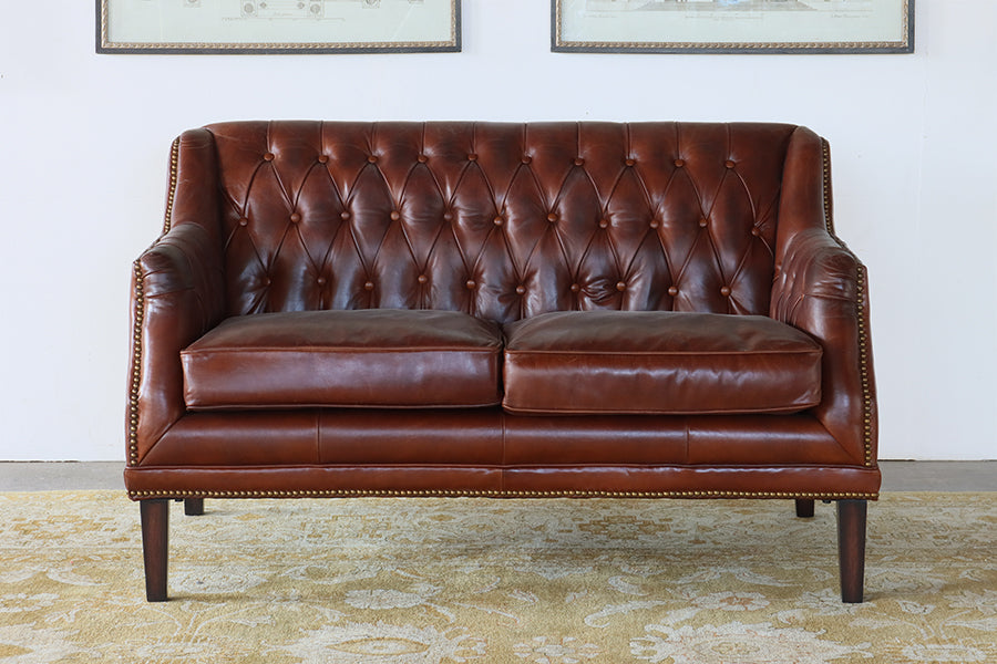 Devonshire Brown Leather Love Seat
