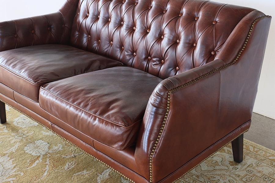 Devonshire Brown Leather Love Seat