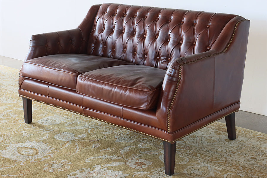 Devonshire Brown Leather Love Seat