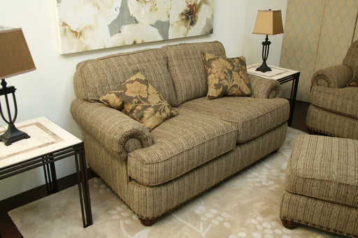 Pale Olive Tweed Rolled Arm Loveseat 1