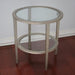 Matte Silver Round End Table with Undershelf 8