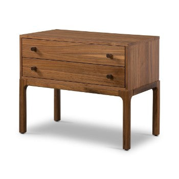 Natural Walnut Nightstand with Wooden Hardware