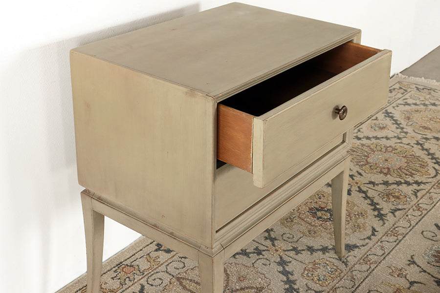 Chelsea Textiles Mid-Century Modern Bedside Table in Custard Finish