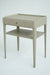 Chelsea Textiles Mid Century Nightstand with Carved Drawer in Custard Finish 9