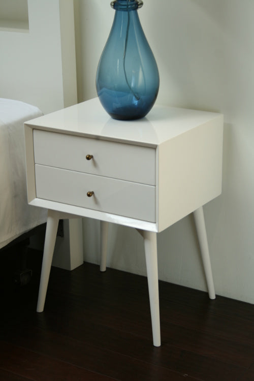 White Mid Century Nightstand 1