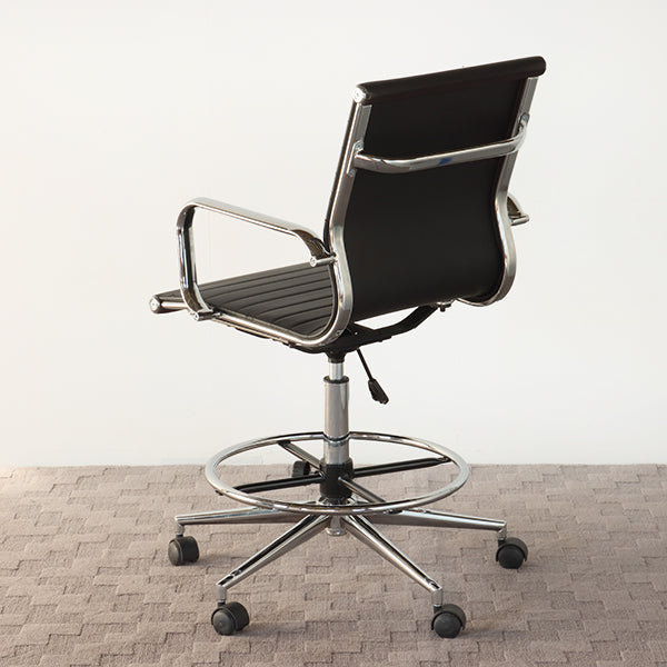 Black Leather Eames Style Drafting Chair