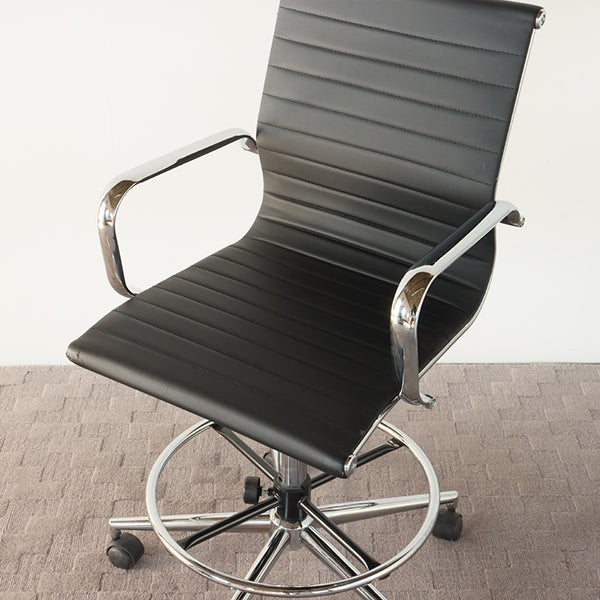 Black Leather Eames Style Drafting Chair