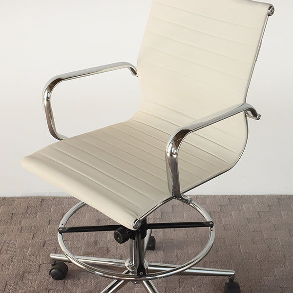 White Leather Eames Style Drafting Chair