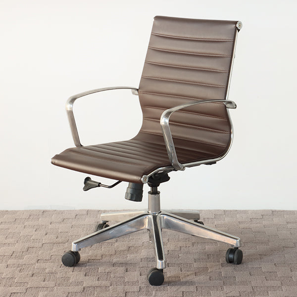 Brown Leather Eames Style Drafting Chair